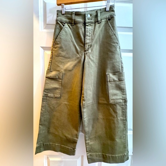 Joe’s Jeans NWT SZ 25 The Milla High Rise Utility Wide Leg Crop in “Burnt Olive” - Picture 14 of 15